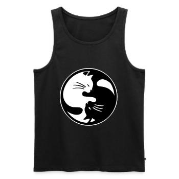 Ying Yang Katze - Männer Premium Bio Tank Top - Schwarz - Vorne - AI Model Male 178 light (178cm)