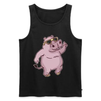 hippopotame - Débardeur bio Premium Homme - noir - Devant - AI Model Male 178 light (178cm)