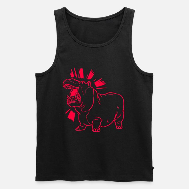 Nilpferd Brüllen - Männer Premium Bio Tank Top - Schwarz
