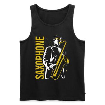 saxophone - Men's Premium Organic Tank Top - black - Front - AI Model Male 178 light (178cm)