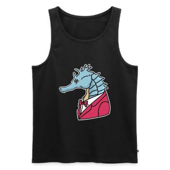 Seepferdchen Smoking Fisch Ozean Geschenk - Männer Premium Bio Tank Top - Schwarz - Vorne - Michal (187cm)