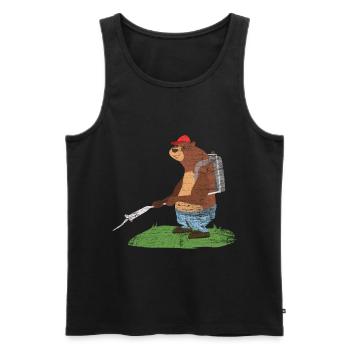 Kammerjäger Bär Plage - Männer Premium Bio Tank Top - Schwarz - Vorne - AI Model Male 178 light (178cm)