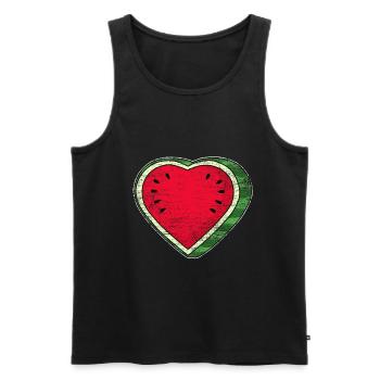 Watermelon heart - Men's Premium Organic Tank Top - black - Front - Michal (187cm)