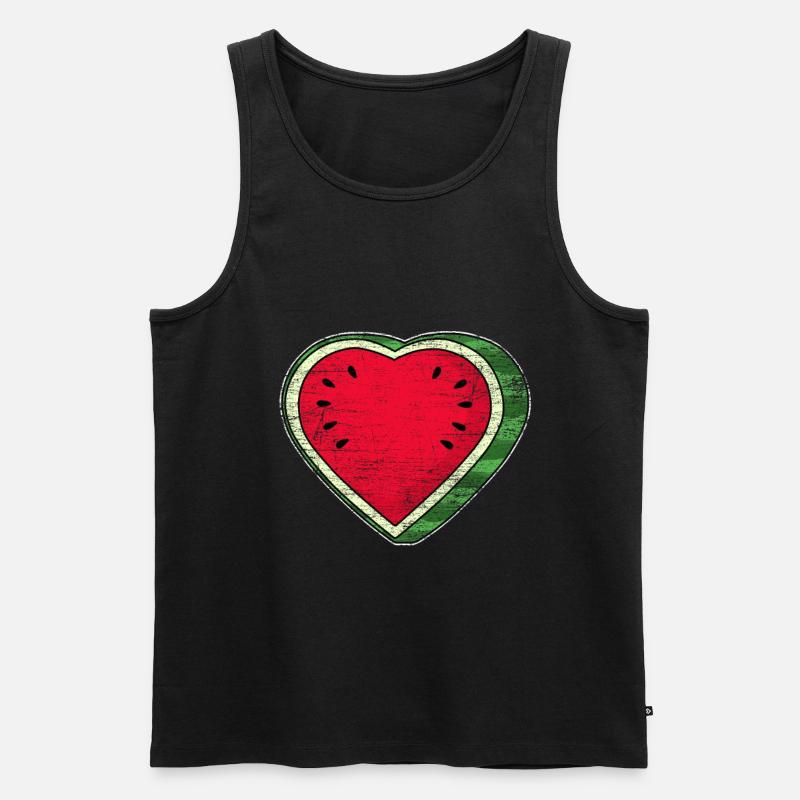Wassermelone Herz - Männer Premium Bio Tank Top - Schwarz