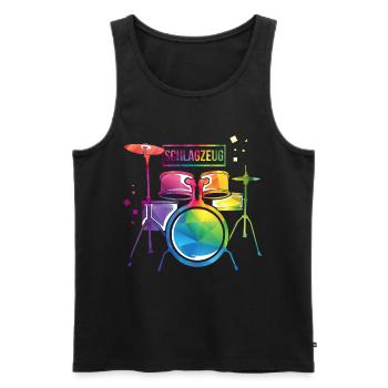 Schlagzeug Musik Trommel - Männer Premium Bio Tank Top - Schwarz - Vorne - AI Model Male 178 light (178cm)