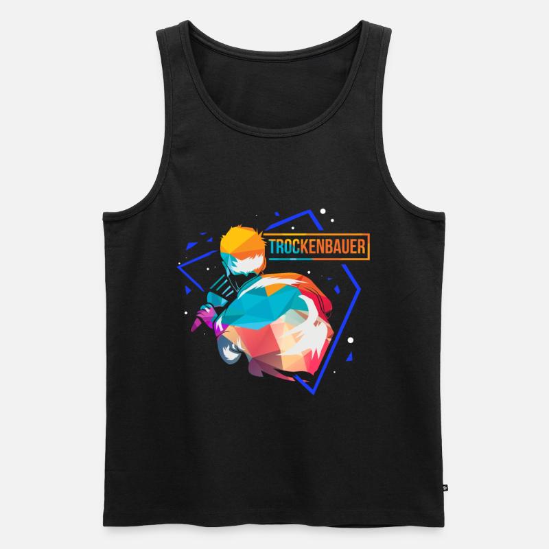 Trockenbauer Polygon - Männer Premium Bio Tank Top - Schwarz