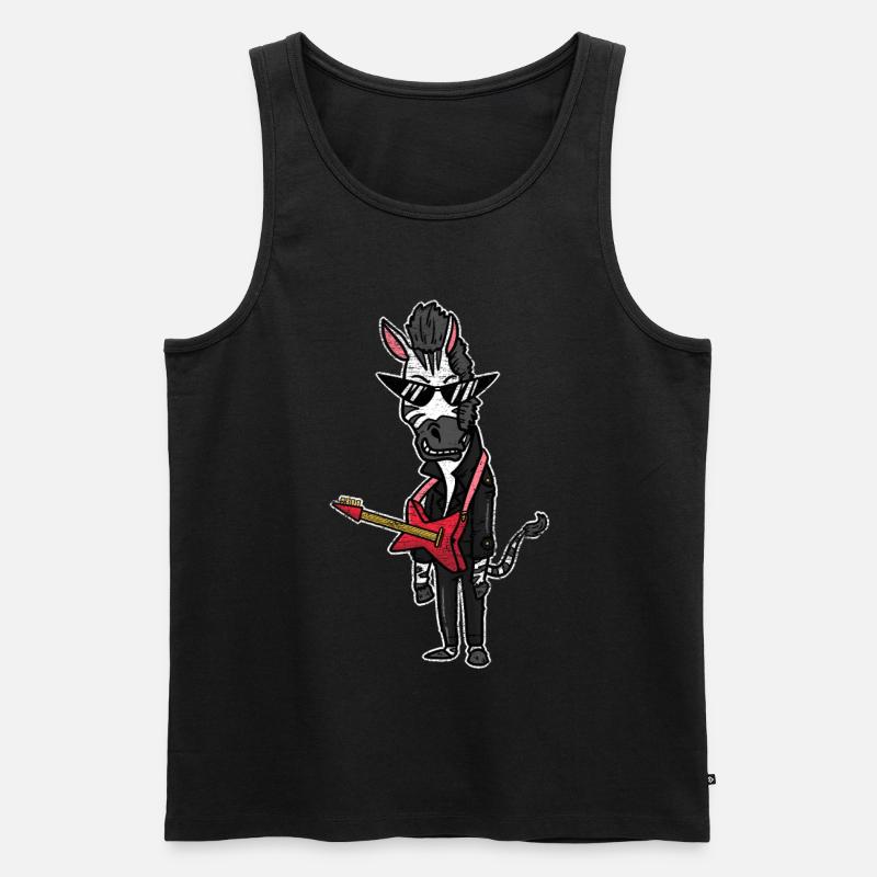 Zebra Rocker Geschenk - Männer Premium Bio Tank Top - Schwarz