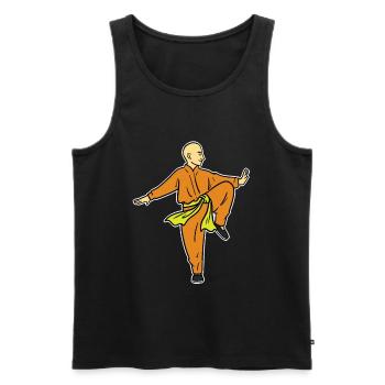 Moine Qigong - Débardeur bio Premium Homme - noir - Devant - AI Model Male 178 light (178cm)