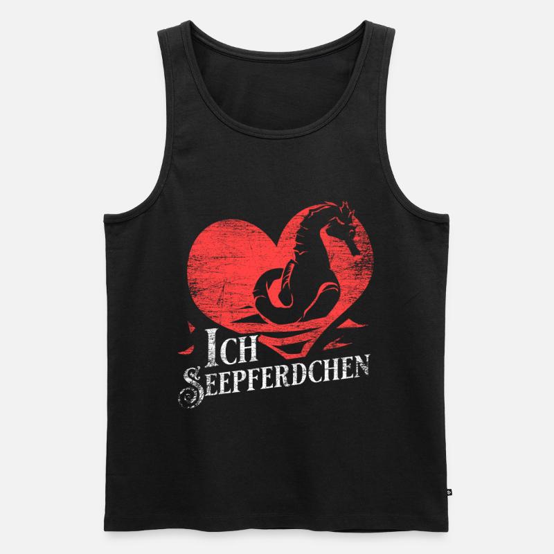 Seepferdchen Liebe Geschenk - Männer Premium Bio Tank Top - Schwarz