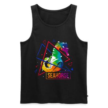 Seahorse polygon gift - Men's Premium Organic Tank Top - black - Front - AI Model Male 178 light (178cm)