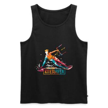 Cadeau de kitesurf - Débardeur bio Premium Homme - noir - Devant - Michal (187cm)