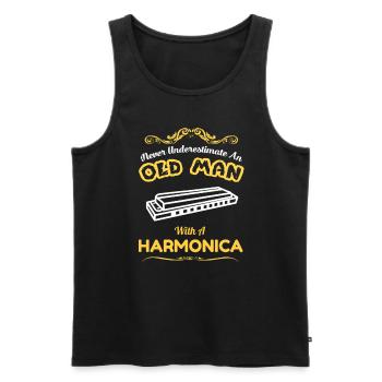 Mundharmonika - Männer Premium Bio Tank Top - Schwarz - Vorne - Michal (187cm)