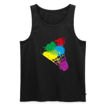 Badminton - Männer Premium Bio Tank Top - Schwarz - Vorne - Michal (187cm)