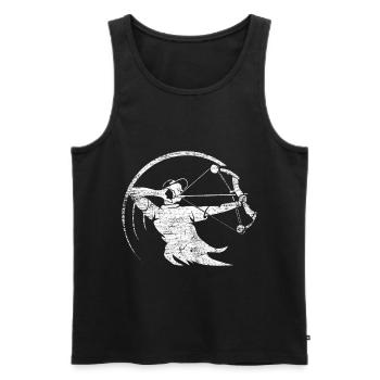 tir à l'arc - Débardeur bio Premium Homme - noir - Devant - AI Model Male 178 light (178cm)