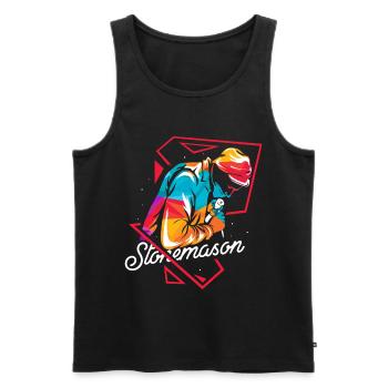 Stonemason polygon - Men's Premium Organic Tank Top - black - Front - AI Model Male 178 light (178cm)