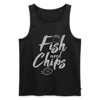 Fish & Chips Lustiges britisches Essen und Streetfood - Männer Premium Bio Tank Top - Schwarz - Vorne - Michal (187cm)