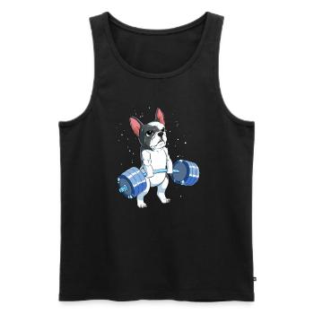 Bulldog français de remise en forme musculaire - Débardeur bio Premium Homme - noir - Devant - Michal (187cm)