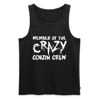 Crazy Cousin Crew design pour Boy and Girl I - Débardeur bio Premium Homme - noir - Devant - AI Model Male 178 light (178cm)