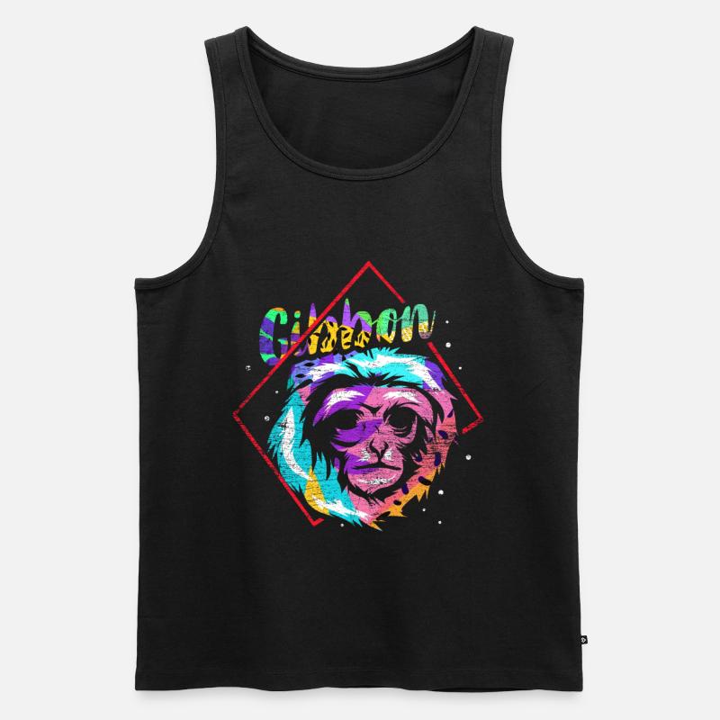 Gibbon Geschenk - Männer Premium Bio Tank Top - Schwarz