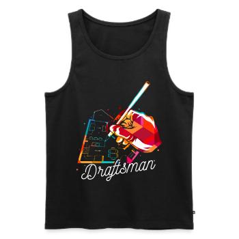Bauzeichner Polygon - Männer Premium Bio Tank Top - Schwarz - Vorne - Michal (187cm)