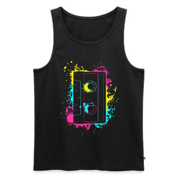 Vintage Splash Kasette 80er und 90er Geschenke - Männer Premium Bio Tank Top - Schwarz - Vorne - Michal (187cm)
