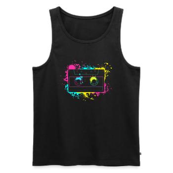 Vintage Splash Kasette 80er und 90er Geschenke - Männer Premium Bio Tank Top - Schwarz - Vorne - Michal (187cm)