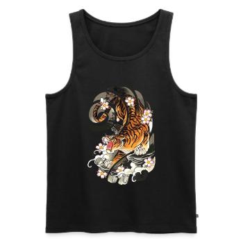 Tatouage Japonais De Style Tigre Traditionnel - Débardeur bio Premium Homme - noir - Devant - AI Model Male 178 light (178cm)