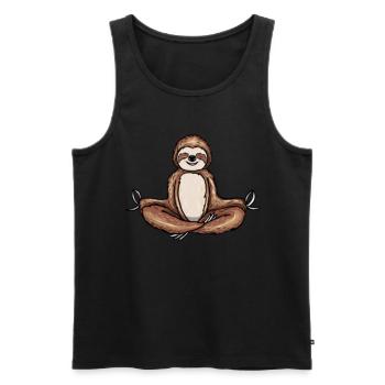 Sloth Meditation Meditating Slow Down Yoga - Men's Premium Organic Tank Top - black - Front - Michal (187cm)