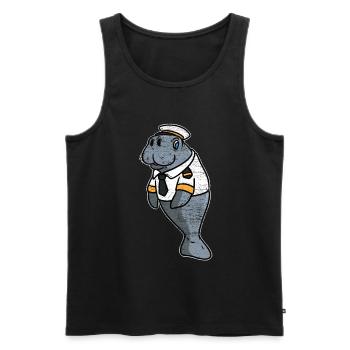 Manatee Captain - Men's Premium Organic Tank Top - black - Front - AI Model Male 178 light (178cm)