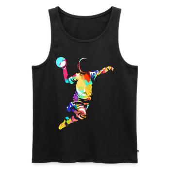 Cadeau de handball - Débardeur bio Premium Homme - noir - Devant - Michal (187cm)