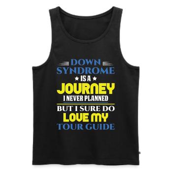 J'aime mon voyage avec le syndrome de Down du guide touristique - Débardeur bio Premium Homme - noir - Devant - AI Model Male 178 light (178cm)