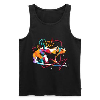 Ratte Polygon - Männer Premium Bio Tank Top - Schwarz - Vorne - Michal (187cm)