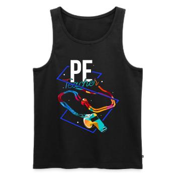 physical education teacher - Men's Premium Organic Tank Top - black - Front - AI Model Male 178 light (178cm)