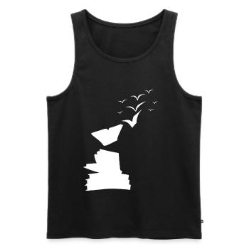 Livres sur les oiseaux - Débardeur bio Premium Homme - noir - Devant - Michal (187cm)
