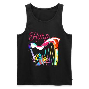 Harfe - Männer Premium Bio Tank Top - Schwarz - Vorne - AI Model Male 178 light (178cm)