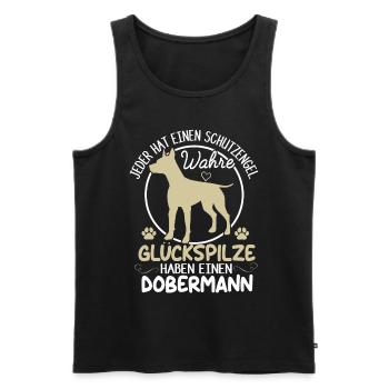 Lustiges Dobermann Hund Spruch Damen Herren - Männer Premium Bio Tank Top - Schwarz - Vorne - AI Model Male 178 light (178cm)