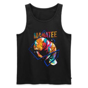 Manatee Dugong polygon - Men's Premium Organic Tank Top - black - Front - AI Model Male 178 light (178cm)