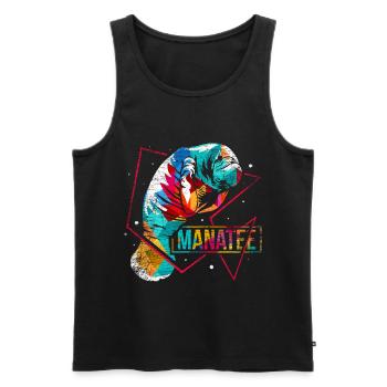 Sea cow polygon - Men's Premium Organic Tank Top - black - Front - AI Model Male 178 light (178cm)