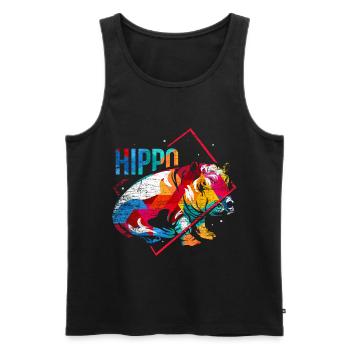 Hippo Polygon - Men's Premium Organic Tank Top - black - Front - AI Model Male 178 light (178cm)