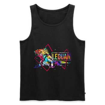 Iguana Polygon - Men's Premium Organic Tank Top - black - Front - Michal (187cm)