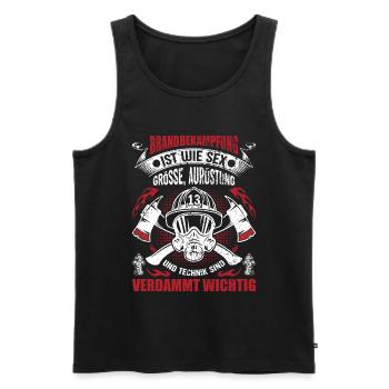 Freiwillige Feuerwehr Feuerwehrmann 112 Spruch - Männer Premium Bio Tank Top - Schwarz - Vorne - Michal (187cm)