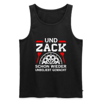 Darts Darten Dart Dartpfeil Dartboard · Und Zack - Männer Premium Bio Tank Top - Schwarz - Vorne - AI Model Male 178 light (178cm)