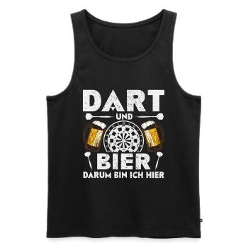 Darts Darten · Dart und Bier darum sind wir hier - Männer Premium Bio Tank Top - Schwarz - Vorne - AI Model Male 178 light (178cm)