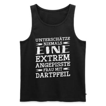 Darts Darten Dart Dartboard · Frau mit Dartpfeil - Männer Premium Bio Tank Top - Schwarz - Vorne - AI Model Male 178 light (178cm)