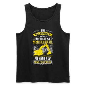Baggerfahrer Bagger Baggerführer baggern · Müde - Männer Premium Bio Tank Top - Schwarz - Vorne - Michal (187cm)