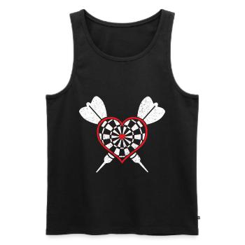 Dart Darts darten Geschenk Shirt · Herz Love - Männer Premium Bio Tank Top - Schwarz - Vorne - AI Model Male 178 light (178cm)