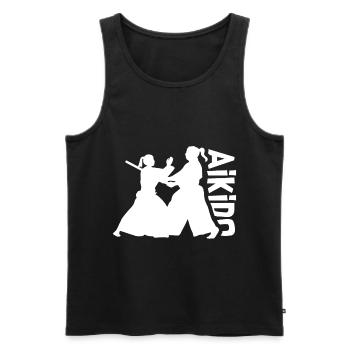 Aikido Kämpferin - Männer Premium Bio Tank Top - Schwarz - Vorne - AI Model Male 178 light (178cm)