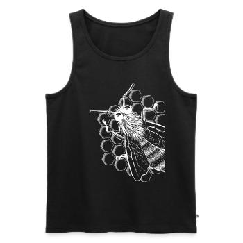 Abeille apiculteur cadeau motif miel - Débardeur bio Premium Homme - noir - Devant - Michal (187cm)