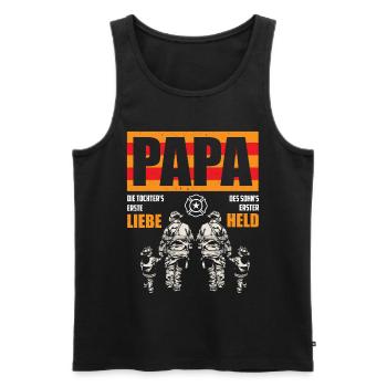Feuerwehr Papa - Männer Premium Bio Tank Top - Schwarz - Vorne - Michal (187cm)