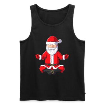 Idée cadeau Noël Noël méditation yoga - Débardeur bio Premium Homme - noir - Devant - Michal (187cm)